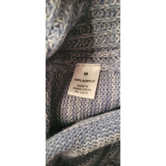 Jason Maxwell Blue Long Sleeve Cowl Neck Knit Sweater Size Medium - Picture 9 of 10